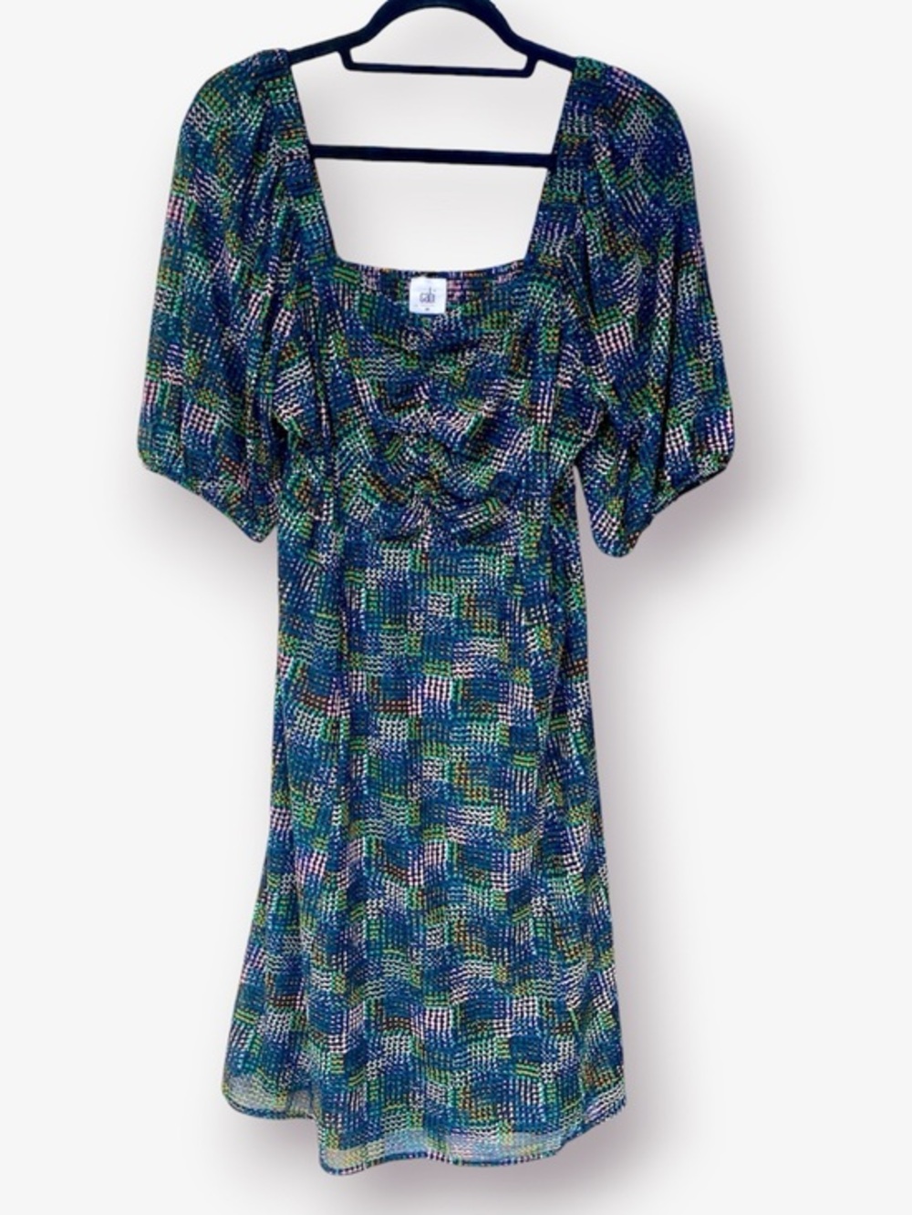 CAbi Elaine Multicoloured Square-Neck Dress Size M